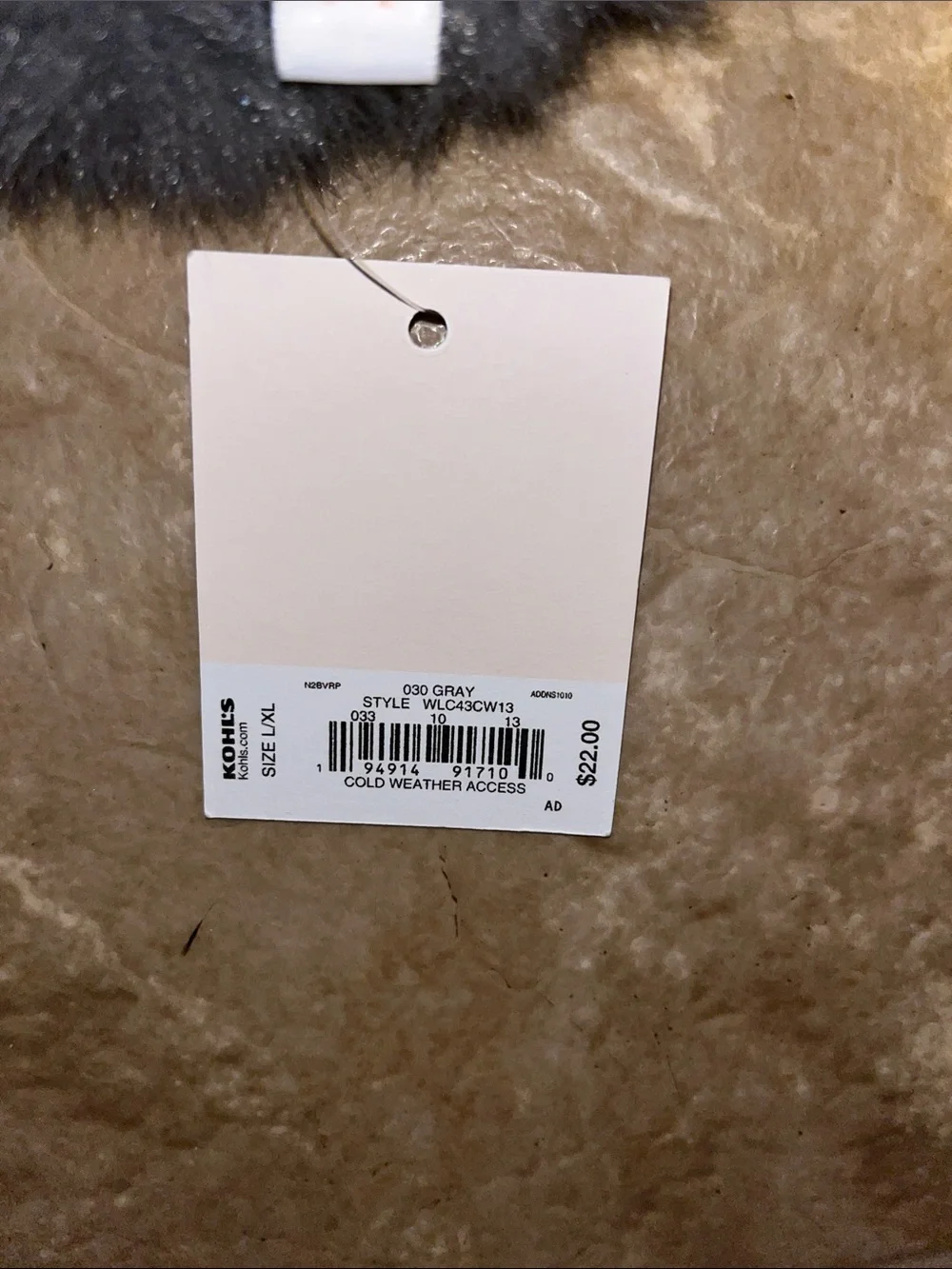 NWT LC Lauren Conrad Charcoal Gray Knit Gloves with Faux Fur Trim